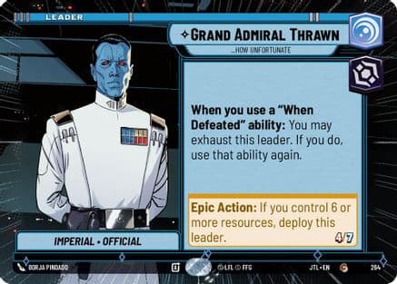 Grand Admiral Thrawn - ...How Unfortunate (Hyperspace) — Jump to Lightspeed Star Wars: Unlimited card by Borja Pindado