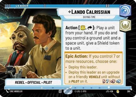Lando Calrissian - Buying Time (Hyperspace) — Jump to Lightspeed Star Wars: Unlimited card by Eric Hibbeler