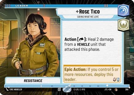 Rose Tico - Saving What We Love (Hyperspace) — Jump to Lightspeed Star Wars: Unlimited card by Eric Hibbeler