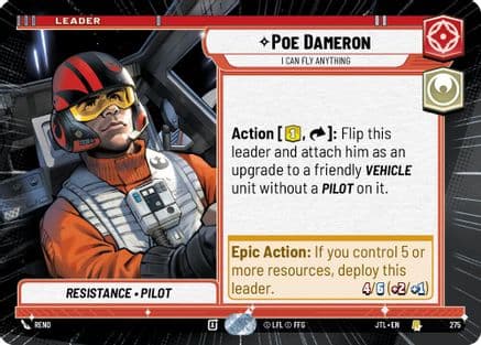 Poe Dameron - I Can Fly Anything (Hyperspace) — Jump to Lightspeed Star Wars: Unlimited card by Renaud Scheidt