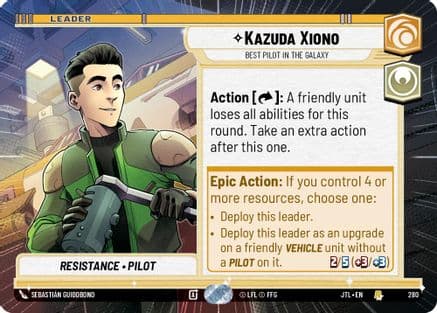 Kazuda Xiono - Best Pilot in the Galaxy (Hyperspace) — Jump to Lightspeed Star Wars: Unlimited card by Sebastián Guidobono