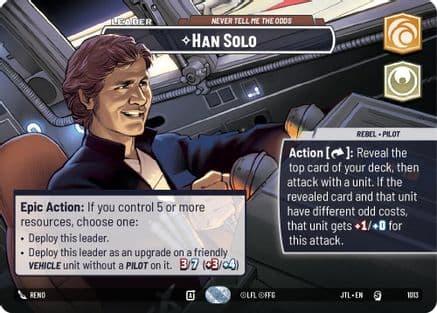 Han Solo - Never Tell Me the Odds (Showcase) — Jump to Lightspeed Star Wars: Unlimited card by Reno