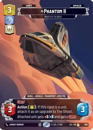 Phantom II - Modified to Dock (Prestige) — Jump to Lightspeed Star Wars: Unlimited card by Johnny Morrow