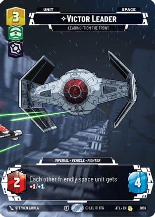 Victor Leader - Leading from the Front (Prestige Foil) — Jump to Lightspeed Star Wars: Unlimited card by Stephen Zavala