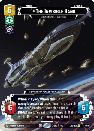 The Invisible Hand - Crawling With Vultures (Prestige Foil) — Jump to Lightspeed Star Wars: Unlimited card by Johnny Morrow