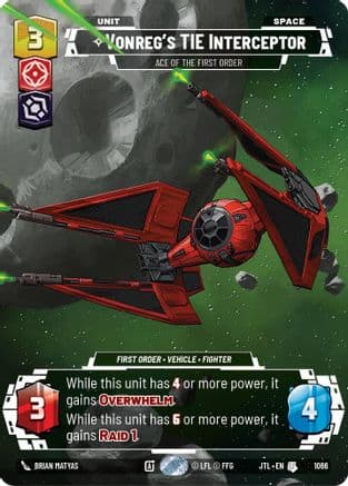 Vonreg's TIE Interceptor - Ace of the First Order (Prestige Foil) — Jump to Lightspeed Star Wars: Unlimited card by Brian Matyas