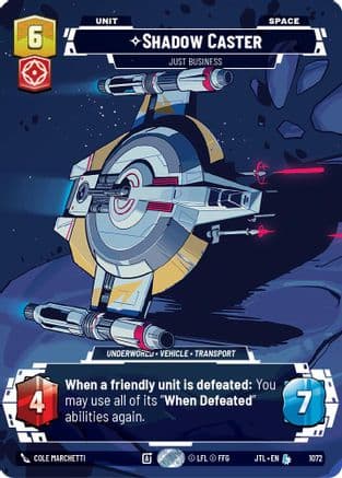 Shadow Caster - Just Business (Prestige Foil) — Jump to Lightspeed Star Wars: Unlimited card by Cole Marchetti