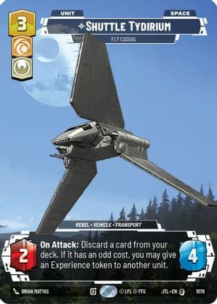 Shuttle Tydirium - Fly Casual (Prestige Foil) — Jump to Lightspeed Star Wars: Unlimited card by Brian Matyas