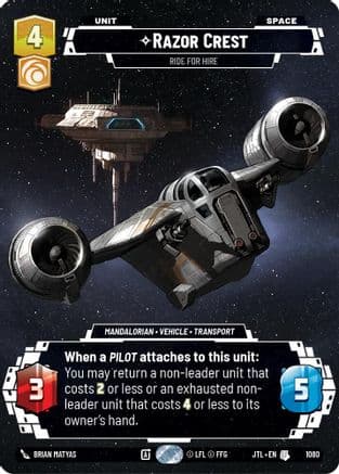 Razor Crest - Ride For Hire (Prestige Foil) — Jump to Lightspeed Star Wars: Unlimited card by Brian Matyas