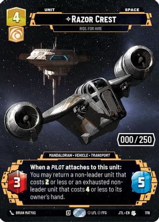 Razor Crest - Ride For Hire (Serialized) — Jump to Lightspeed Star Wars: Unlimited card by Brian Matyas