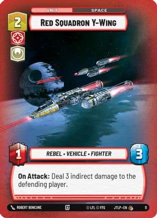 Red Squadron Y-Wing — Jump to Lightspeed - Weekly Play Promos Star Wars: Unlimited card by Robert Bonchune