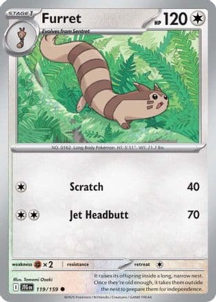 Furret - 119/159 — SV09: Journey Together Pokémon TCG card by Tomomi Ozaki