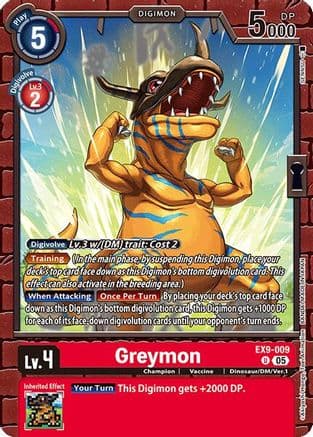 Greymon — Versus Monsters Digimon Card Game card by Kanazawa Hiroshi