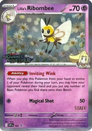 Lillie's Ribombee - 183 (Prerelease) [Staff] — SV: Scarlet & Violet Promo Cards Pokémon TCG card by tomo
