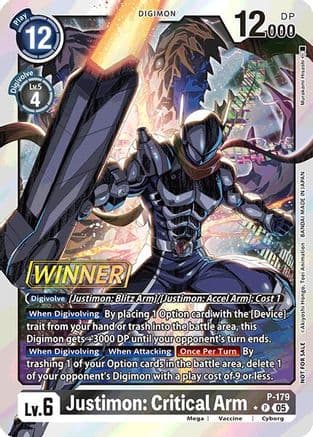Justimon: Critical Arm (Store Tournament 2025 Vol.2 Winner Pack) — Digimon Promotion Cards