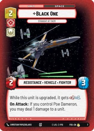 Black One - Straight At Them — Organized Play Promos Star Wars: Unlimited card by Christian Papazoglakis
