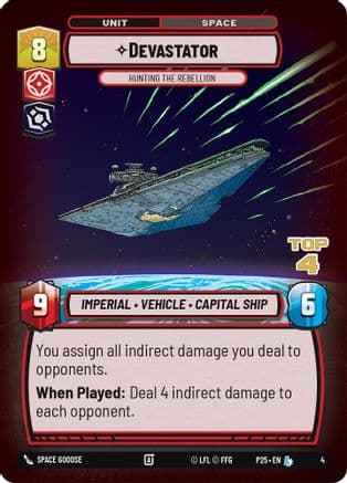 Devastator - Hunting the Rebellion (Top 4) — Organized Play Promos Star Wars: Unlimited card by SPACE GOOSE