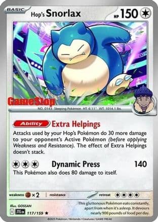 Hop's Snorlax - 117/159 (GameStop) (Cosmos Holo) — Miscellaneous Cards & Products Pokémon TCG card by GOSSAN