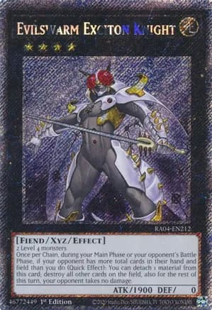 Evilswarm Exciton Knight (Platinum Secret Rare) — Quarter Century Stampede