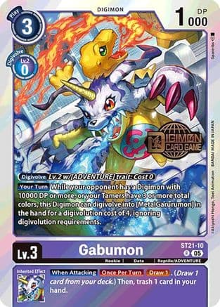 Gabumon — Starter Deck 21: Hero of Hope Release Event Cards Digimon Card Game card by Akiyoshi Hongo, Toei Animation