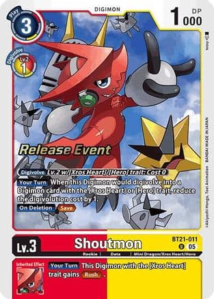 Shoutmon — World Convergence Release Event Cards Digimon Card Game card by Akiyoshi Honga, Toei Animation