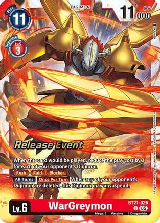 WarGreymon — World Convergence Release Event Cards Digimon Card Game card by Akiyoshi Hongo, Toei Animation