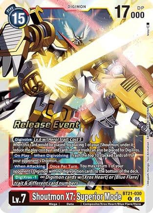 Shoutmon X7: Superior Mode — World Convergence Release Event Cards Digimon Card Game card by Akiyoshi Hongo, Toei Animation