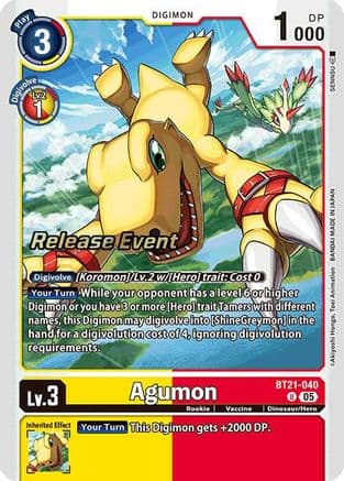 Agumon - BT21-040 — World Convergence Release Event Cards Digimon Card Game card by SENNSU