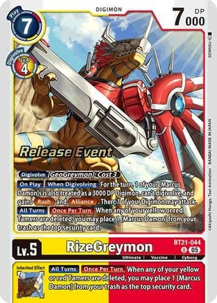 RizeGreymon — World Convergence Release Event Cards Digimon Card Game card by Akiyoshi Hongō, Toei Animation