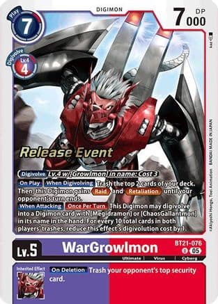 WarGrowlmon — World Convergence Release Event Cards Digimon Card Game card by Akiyoshi Honga, Toei Animation