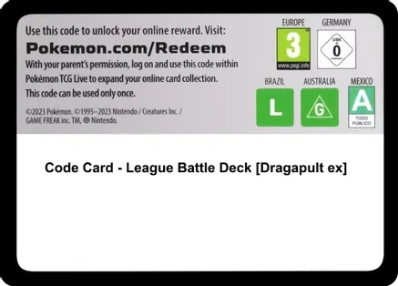 Code Card - League Battle Deck [Dragapult ex] — SV05: Temporal Forces