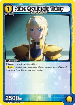 Alice Synthesis Thirty (011) — UE07BT: Sword Art Online Union Arena card by BANDAI MADE IN JAPAN