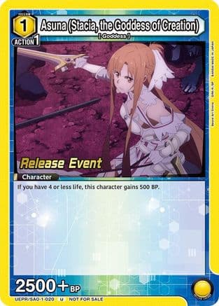Asuna (Stacia, the Goddess of Creation) (020) — UE07BT: Sword Art Online Release Event Cards
