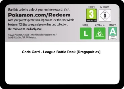 Code Card - League Battle Deck [Dragapult ex] — Miscellaneous Cards & Products