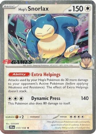 Hop's Snorlax - 117/159 (EB Games) (Cosmos Holo) — Miscellaneous Cards & Products Pokémon TCG card by GOSSAN