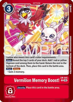 Vermillion Memory Boost! — Limited Card Pack -Billion Bullet- Digimon Card Game card by Takaaki Saito