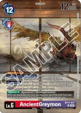 AncientGreymon (Tamer's Selection Box Ver. Championship 2024) — Secret Crisis Digimon Card Game card by Akiyoshi Hongo, Toei Animation, BANDAI MADE IN JAPAN