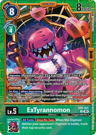 ExTyrannomon — Versus Monsters Digimon Card Game card by Kouji
[BANDAI Namco Entertainment Inc.]