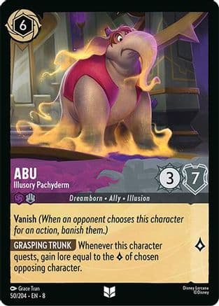 Abu - Illusory Pachyderm — Reign of Jafar Disney Lorcana card by Grace Tran