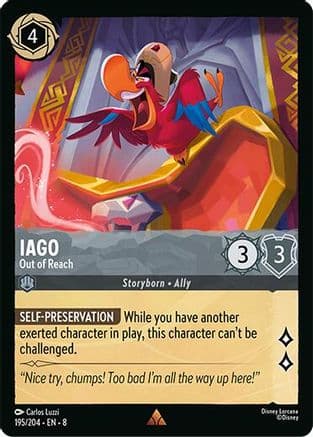 Iago - Out of Reach — Reign of Jafar Disney Lorcana card by Carlos Luzzi