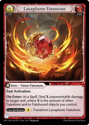 Lavaplume Fatestone // Firebird Trailblazer — Promotional Cards
