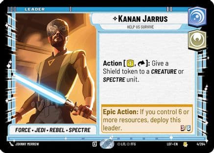 Kanan Jarrus - Help Us Survive — Legends of the Force Star Wars: Unlimited card by Johnny Morrow