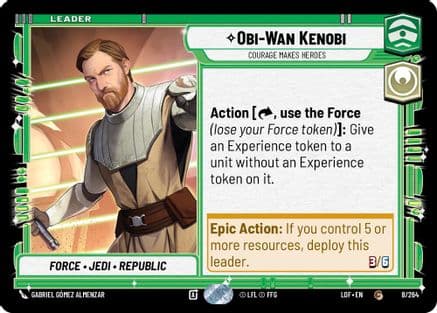 Obi-Wan Kenobi - Courage Makes Heroes — Legends of the Force Star Wars: Unlimited card by Gabriel Gómez Almenzar