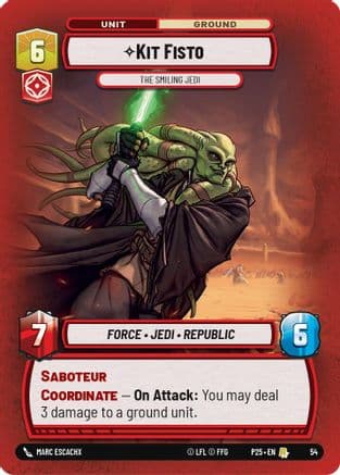 Kit Fisto - The Smiling Jedi — Organized Play Promos Star Wars: Unlimited card by Marc Escachx