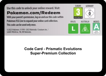 Code Card - Prismatic Evolutions Super-Premium Collection — SV: Prismatic Evolutions