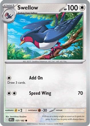 Swellow — SV10: Destined Rivals Pokémon TCG card by Hasuno Hasuno