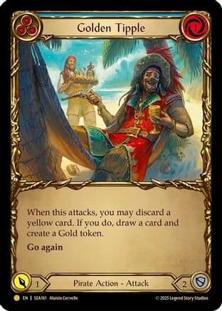 Golden Tipple (Blue) (Treasure) — High Seas Flesh and Blood card by Hasami Garrett