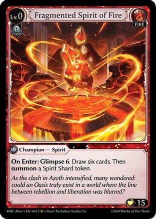Fragmented Spirit of Fire — Mercurial Heart Alter Edition Grand Archive TCG card by Parhelion Studio Co.