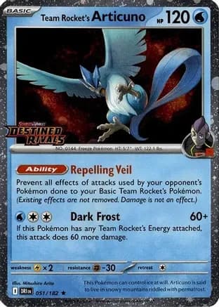Team Rocket's Articuno - 051/182 (Cosmos Holo) (Destined Rivals Stamp) — Miscellaneous Cards & Products