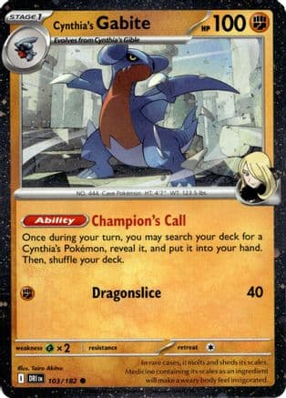 Cynthia's Gabite (Cosmos Holo) — Miscellaneous Cards & Products Pokémon TCG card by Taira Akitsu